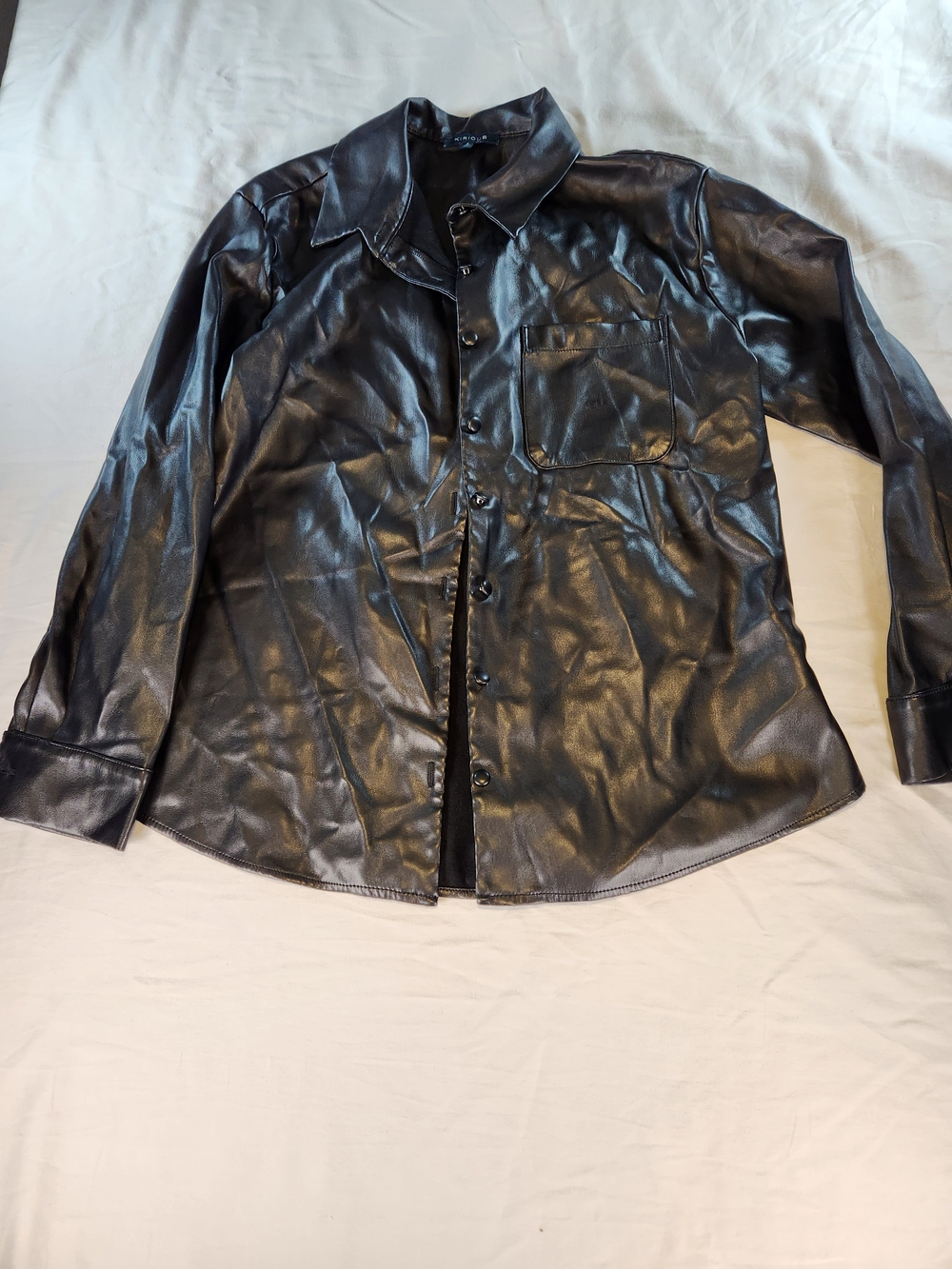 Kirious Women's  Black Shacket Button Front Lined Mid-Length Jacket Size S